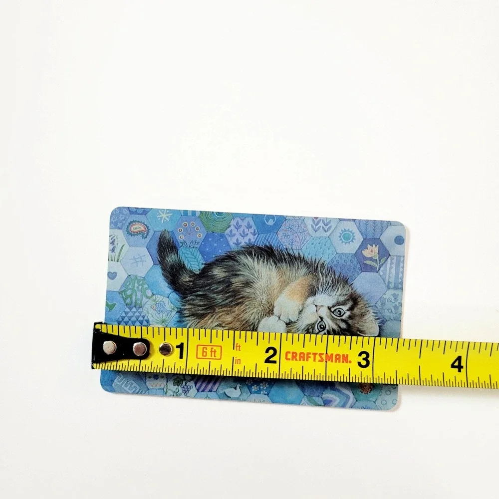 VTG 90s Lesley Ivory Cats Card Bookmark- Agneatha Kitten Quilt 1990 Antioch W222